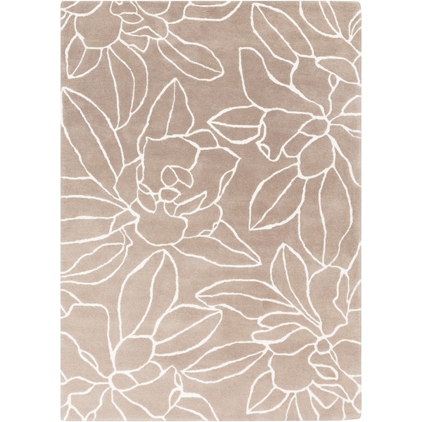 Hand-tufted Grey Contemporary Floral Wool Area Rug - 3'3" x 5'3"