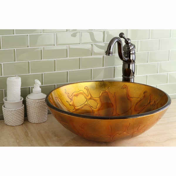 Fire Round Tempered Glass Vessel Sink