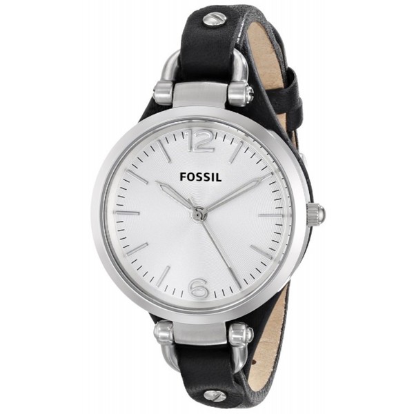 Shop Fossil Women's 'Georgia' Black Leather Strap Watch - Free Shipping ...
