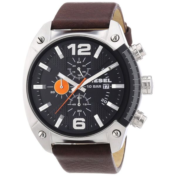 Diesel Men's Brown Leather Analog Black Dial Quartz Watch. Opens flyout.