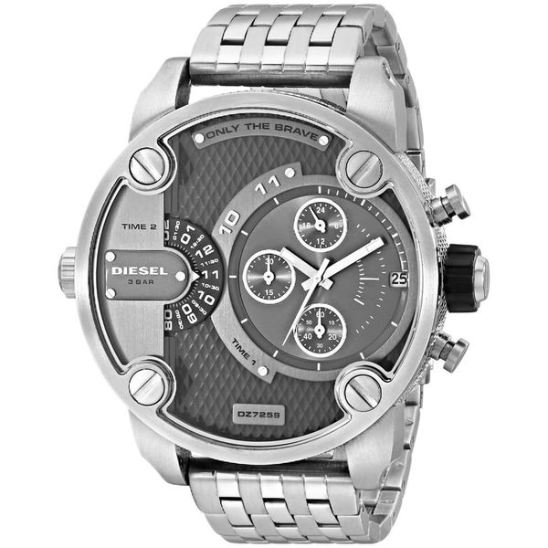 Diesel Mens DZ7259 Silver Stainless Steel Quartz Watch with Grey Dial