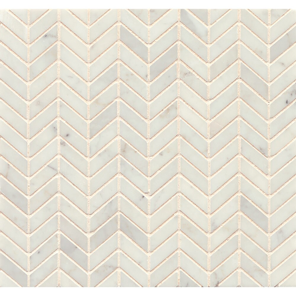 White Carrara Marble Chevron Mosaic Polished (box Of 10 Sheets)