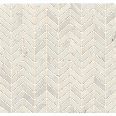 White Carrara Marble Chevron Mosaic Polished (Box of 10 sheets)