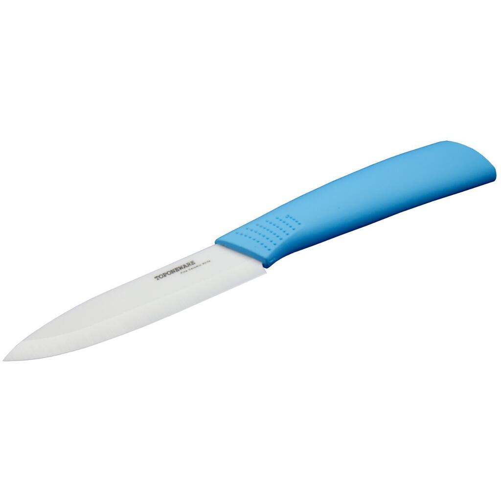 Toponeware Ceramic 4" Utility Knife - Blue Handle White Blade, CKBEW4