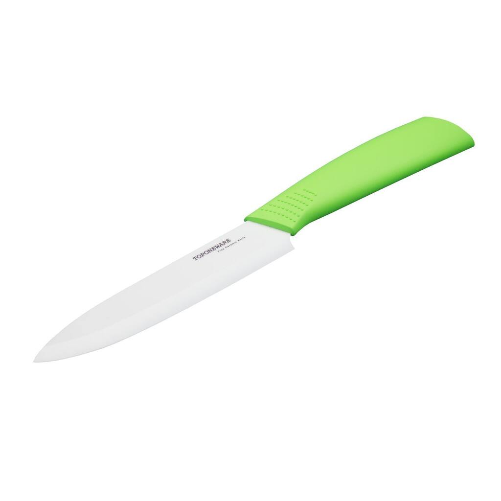 Toponeware Ceramic 5" Slicing Knife - Green Handle White Blade, CKGNW5