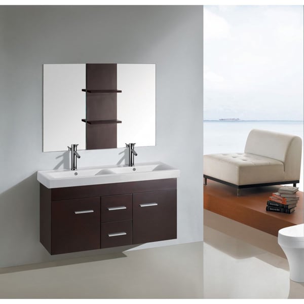 48 inch Kokols wall floating bathroom vanity double cabinet with mirror Kokols Bath Vanities