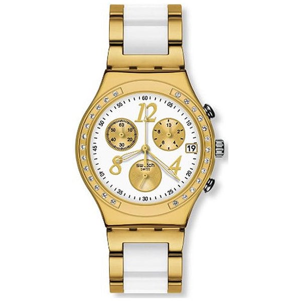 Swatch Women's Irony Two-Tone Sterling Silver Swiss Quartz Watch with White Dial