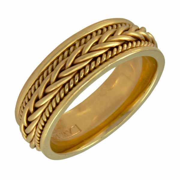 14k Yellow Gold Men's Handmade Comfort Fit Wedding Band Men's Rings