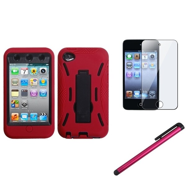 INSTEN Black/ Red iPod Case Cover/ Stylus/ LCD Protector for Apple