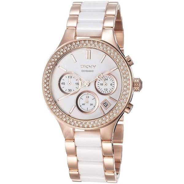 dkny white and gold watch