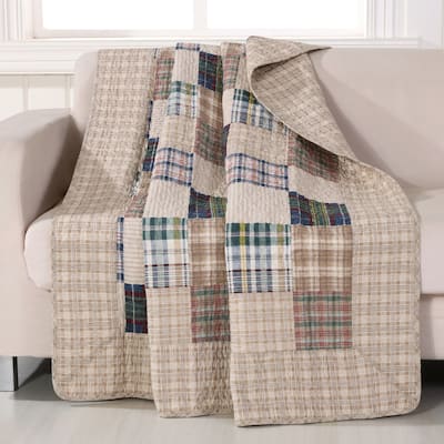 Greenland Home Fashions Oxford Plaid 100% Cotton Throw Quilt