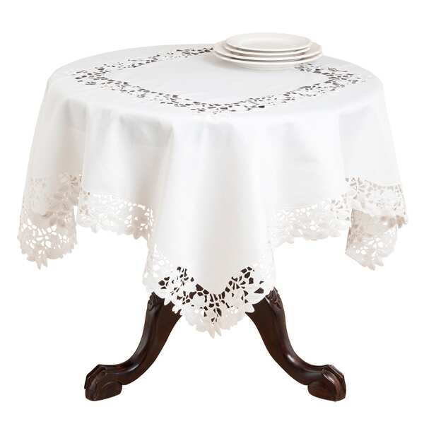 Ivory Embroidered Cutwork Table Topper or Runner Table Linens