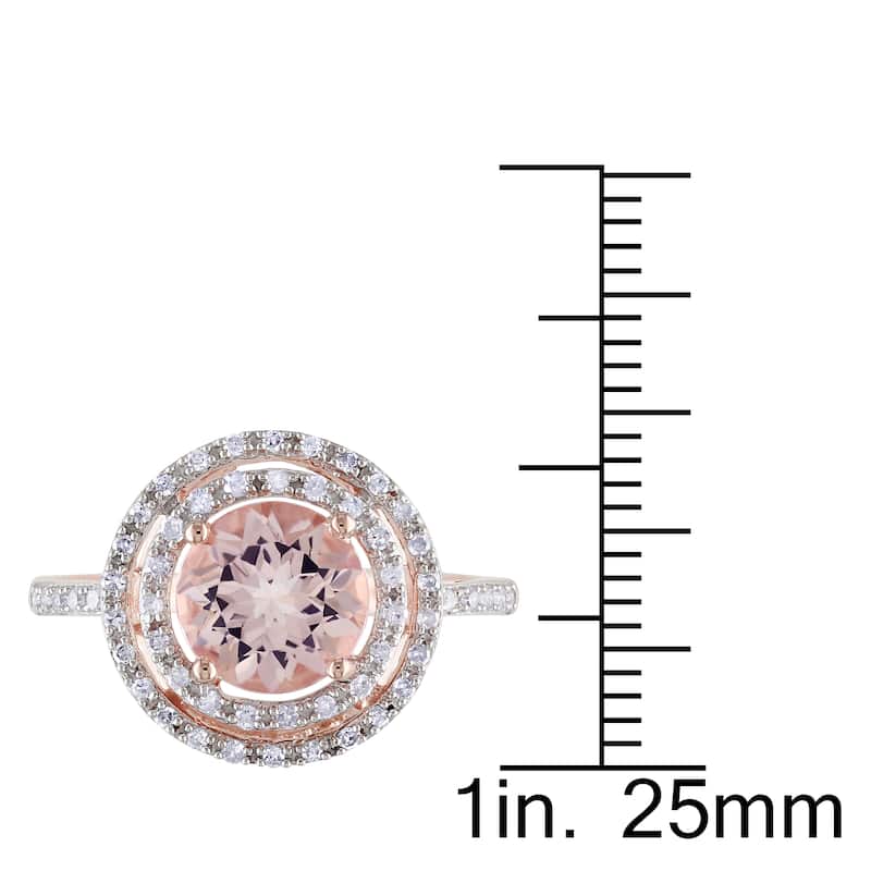 Miadora 10k Rose Gold Morganite and 1/4ct TDW Diamond Cocktail Double Halo Ring (G-H, I2-I3)