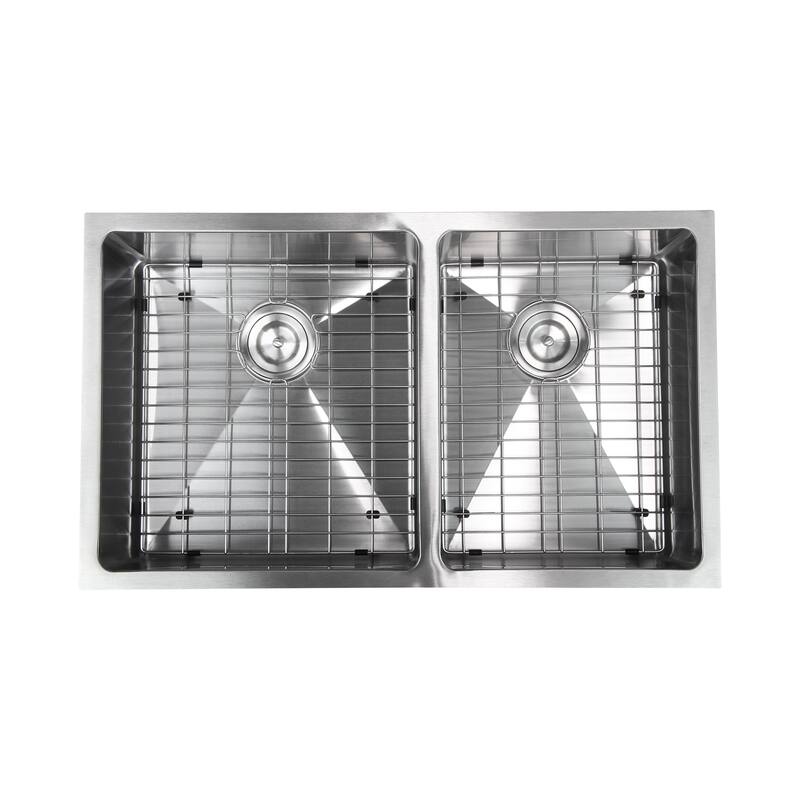 BOANN Handmade Double Bowl Undermount 304 Square Rectangle Steel Kitchen Sink