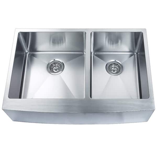 slide 2 of 5, BOANN Handmade Apron Front Dual Bowl Undermount 304 Stainless Steel Kitchen Sink