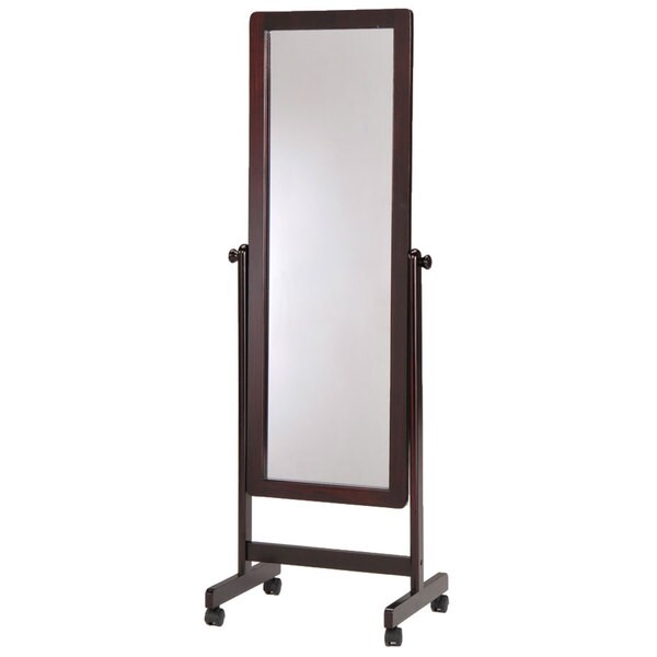 Shop Dark Walnut Wooden Cheval Floor Mirror Free Shipping Today