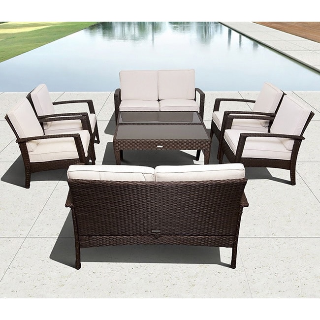 Mykonos Brown Deluxe Conversation 8 piece Patio Set