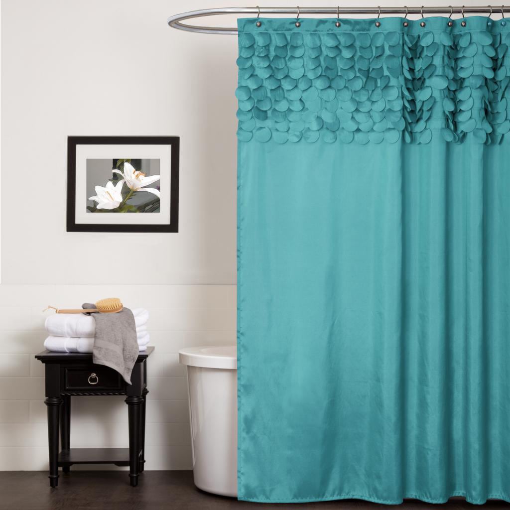 turquoise shower curtain look