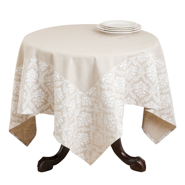 Damask Border Print Cotton Table Topper