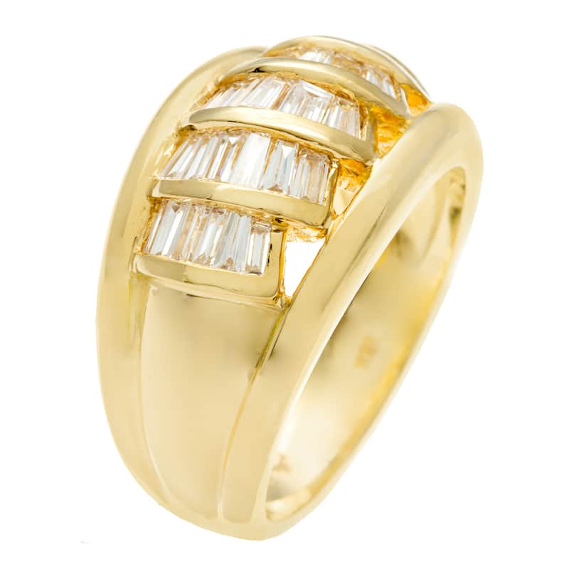 Kabella Luxe 18k Yellow Gold Vintage Tapered Baguette Diamond Ring