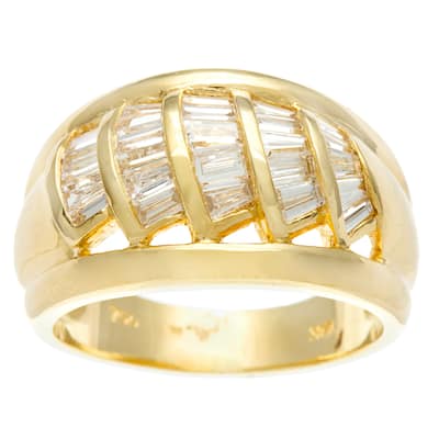 Kabella Luxe 18k Yellow Gold Vintage Tapered Baguette Diamond Ring