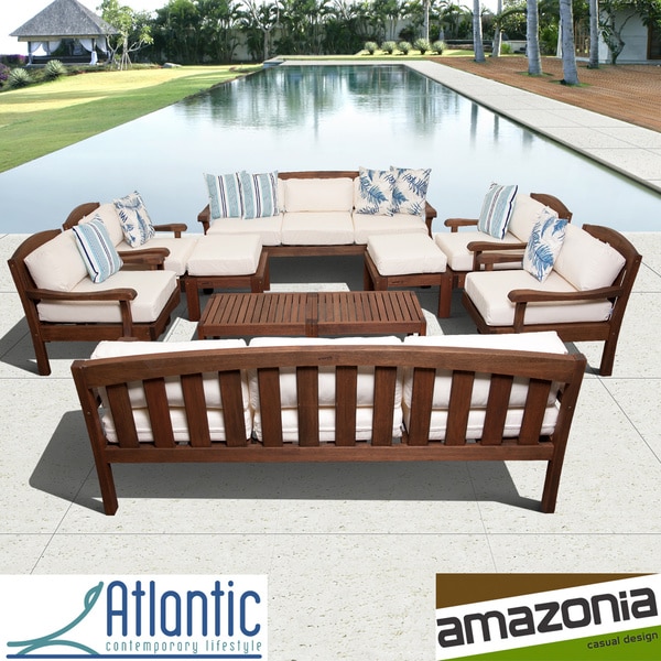 Shop Amazonia Nova 10piece Eucalyptus Wood Deep Seating Patio Set