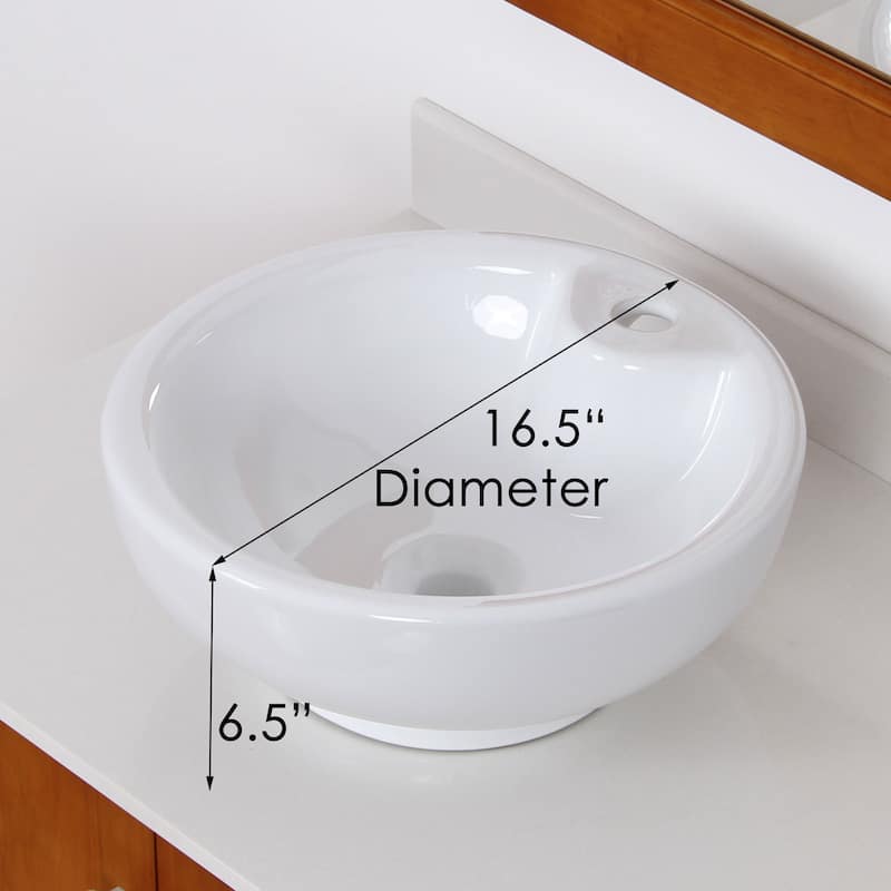 Elite High Temperature Grade A Ceramic Bathroom Sink with Unique Round Design and Chrome Finish Faucet Combo