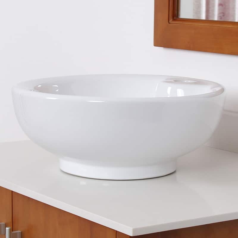 Elite High Temperature Grade A Ceramic Bathroom Sink with Unique Round Design and Chrome Finish Faucet Combo