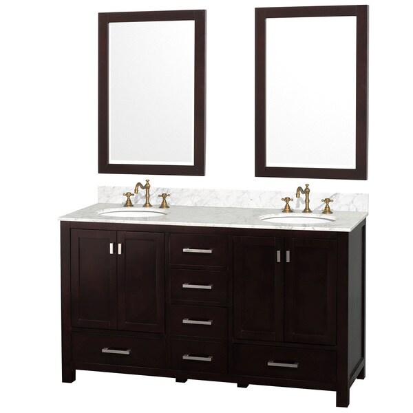  Abingdon Espresso 60 inch Double Sink Vanity And Mirrors Set