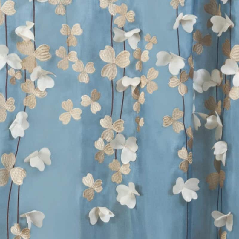 Lush Decor Flower Drops Federal Blue/ White Shower Curtain