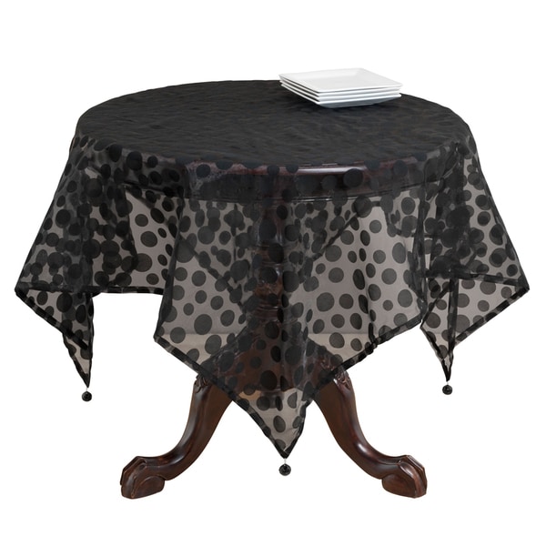 Flocked Dot Design Organza Table Topper