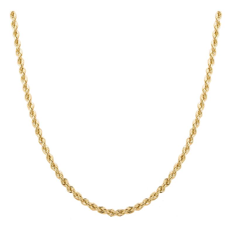 Roberto Martinez Yellow Gold Plated Bronze Italian 3 mm Laser-cut Rope Chain (18-30 Inch)