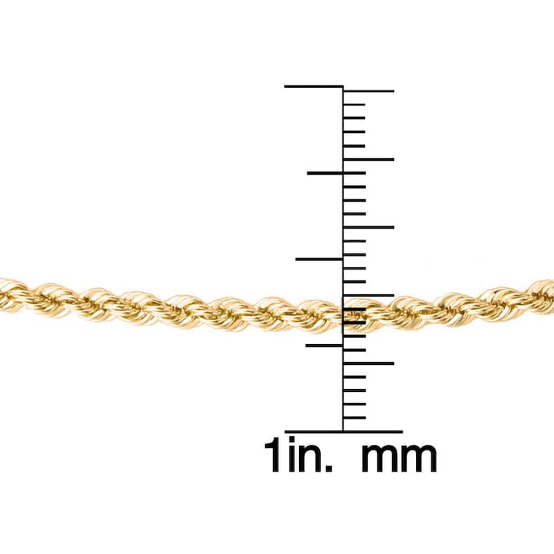 Roberto Martinez Yellow Gold Plated Bronze Italian 3 mm Laser-cut Rope Chain (18-30 Inch)