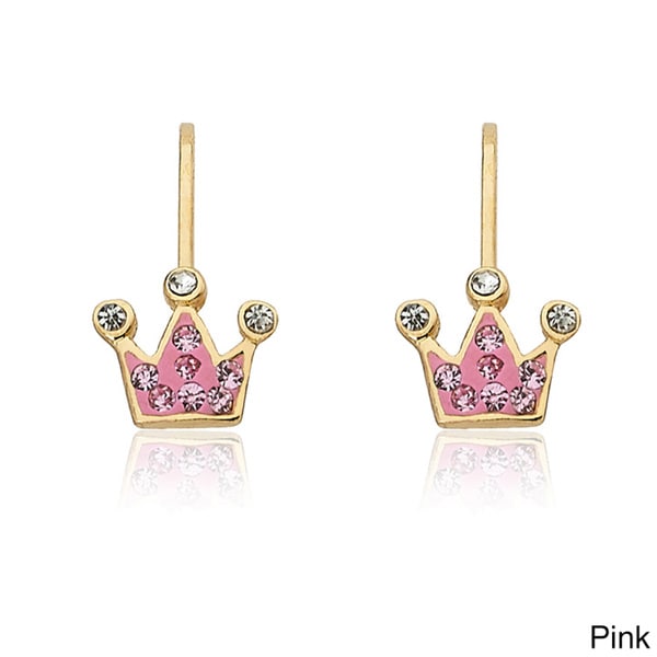 Molly Glitz 14k Goldplated Crystal Crown Earrings Molly Glitz Children's Earrings