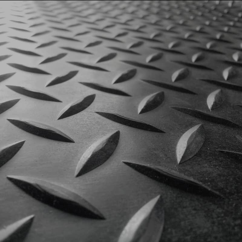 Rubber-Cal "Diamond-Plate" Rubber Flooring Rolls - 3 mm x 4 ft x 9 ft Rolls - Black - 48 x 108