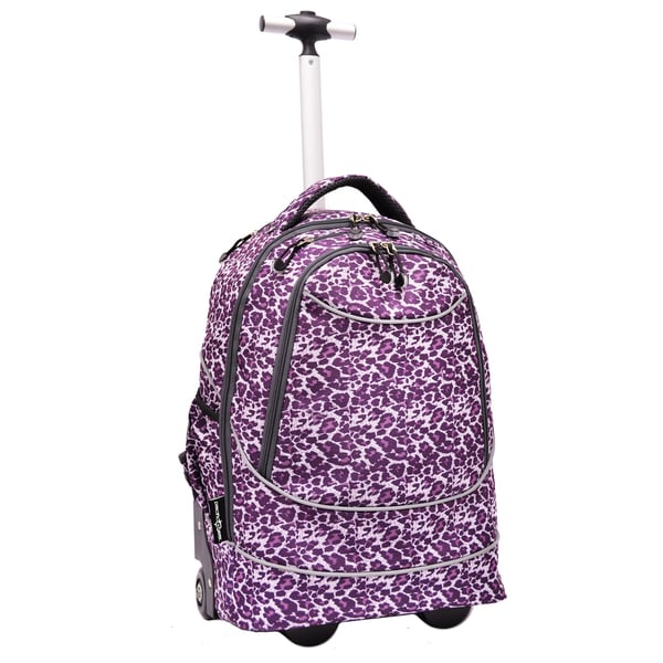 Pacific Gear Horizon Purple Leopard Rolling Laptop Backpack   15566182