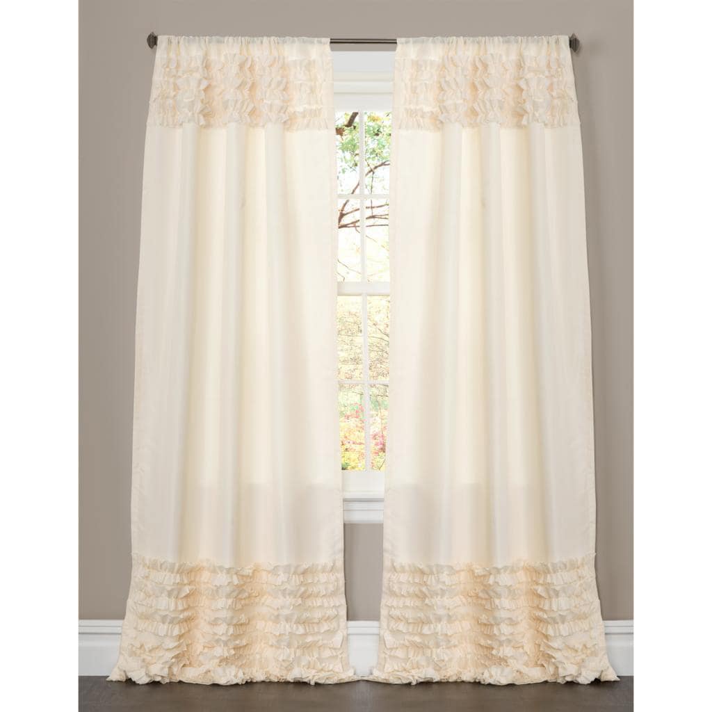 Lush Decor Skye Ivory Ruffled 84 inch Curtain Panel