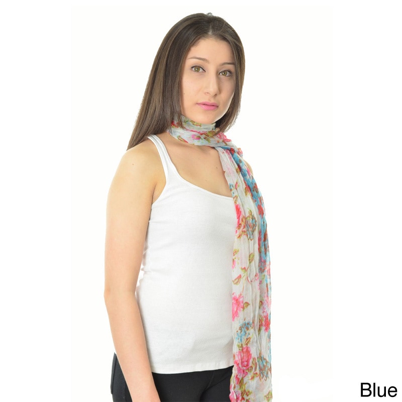 La77 Womens Lightweight 100 Percent Polyester Floral Scarf