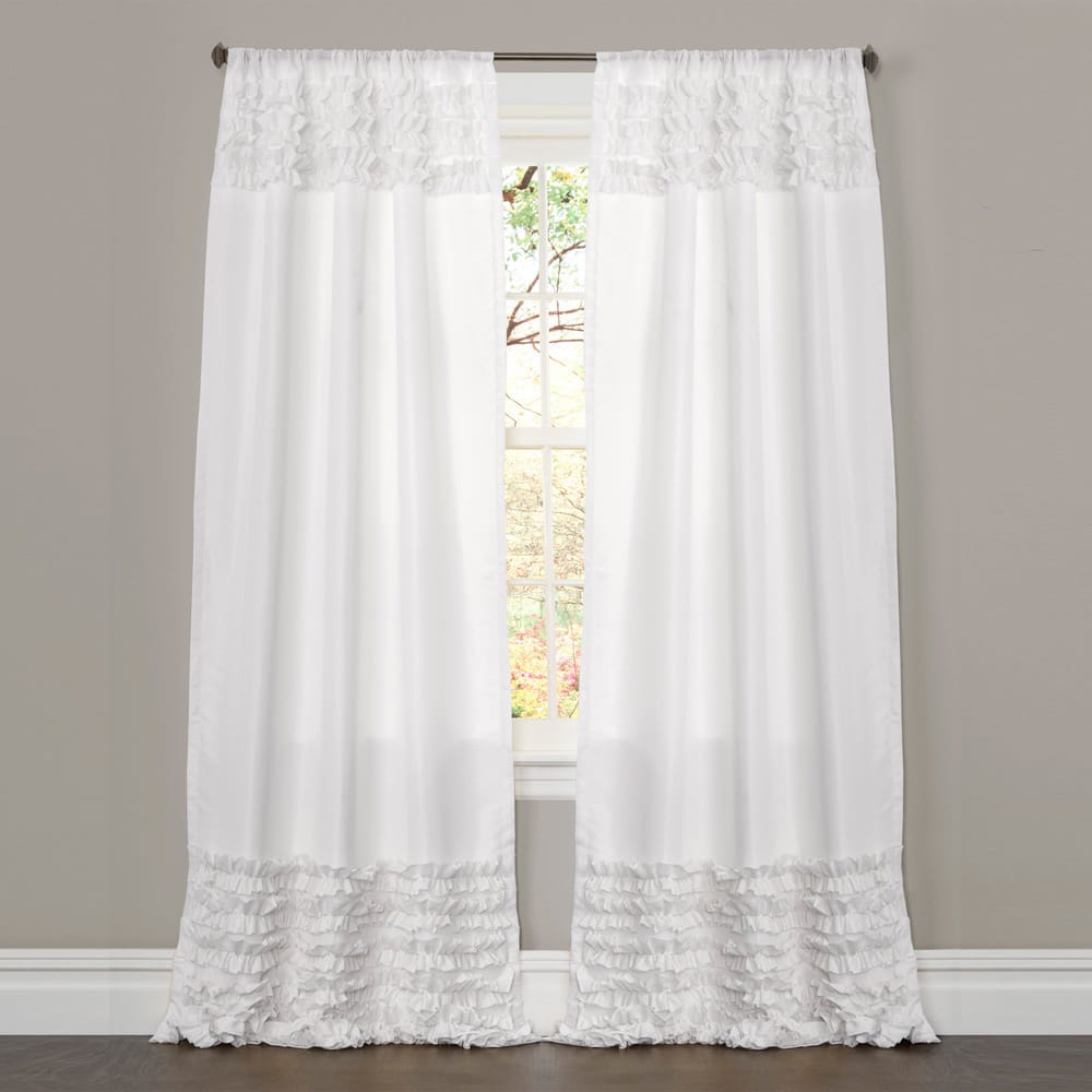 Lush Decor White 84-inch Skye Ruffled Window Curtain - 54"w x 84"l