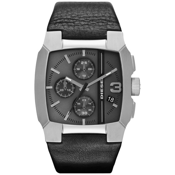 Diesel Men's Black Leather Strap Chronograph Watch Diesel Men's Diesel Watches