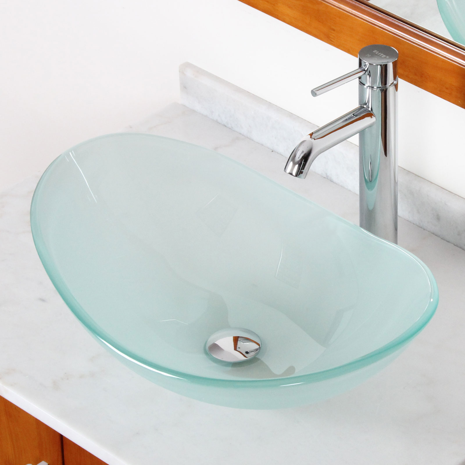 Shop Elite GD33FF371023C Tempered Bathroom Glass Vessel Sink W. Unique ...
