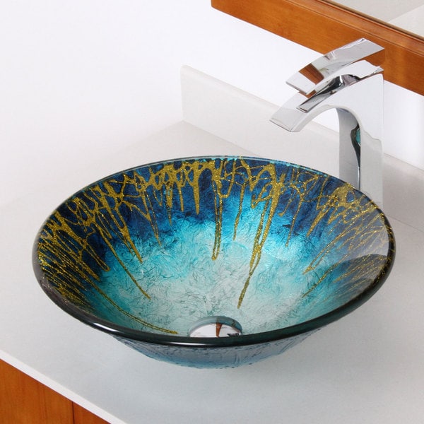 Elite 1309 Modern Design Tempered Glass Bathroom Vessel Sink