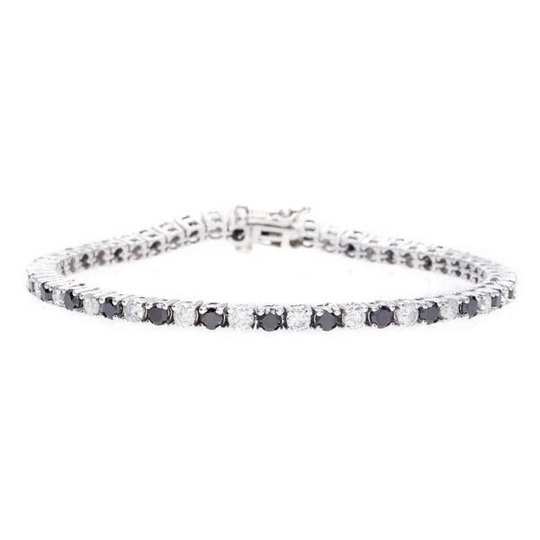 14k White Gold 5cts TDW Black and White Diamond Tennis Bracelet (G H, I1 I2) Diamond Bracelets