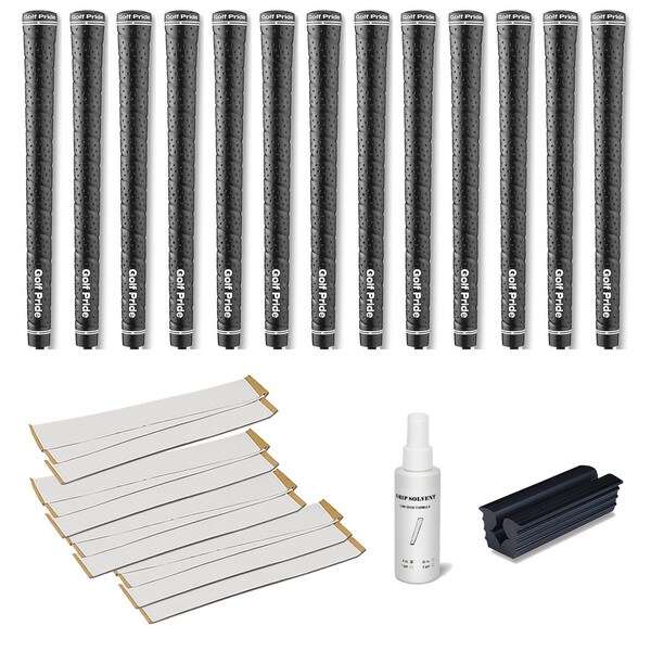 Golf Pride Tour Wrap 2G Midsize Black - 13pc Grip Kit (with tape, solvent, vise clamp)