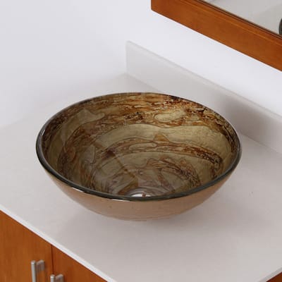 Elite Modern Design Tempered Glass Bathroom Vessel Sink - Brown