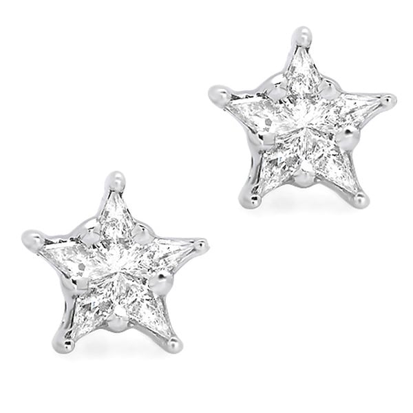Elora 14k White Gold 1/3ct TDW Diamond Star Shaped Earrings (G-H, SI1 ...