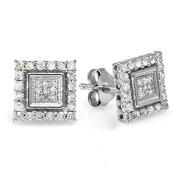 Shop Elora Sterling Silver 1/2ct TDW Diamond Square Earrings Free