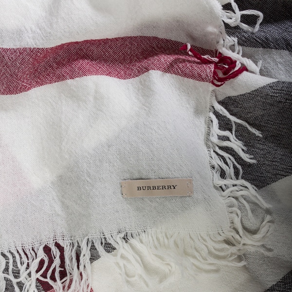 burberry ivory check merino wool square scarf