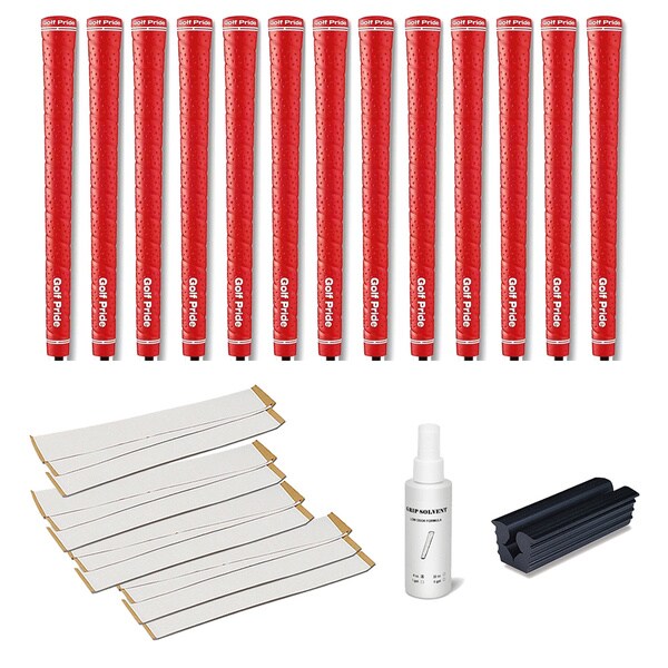 Golf Pride Tour Wrap 2G Red - 13pc Grip Kit (with tape, solvent, vise clamp)