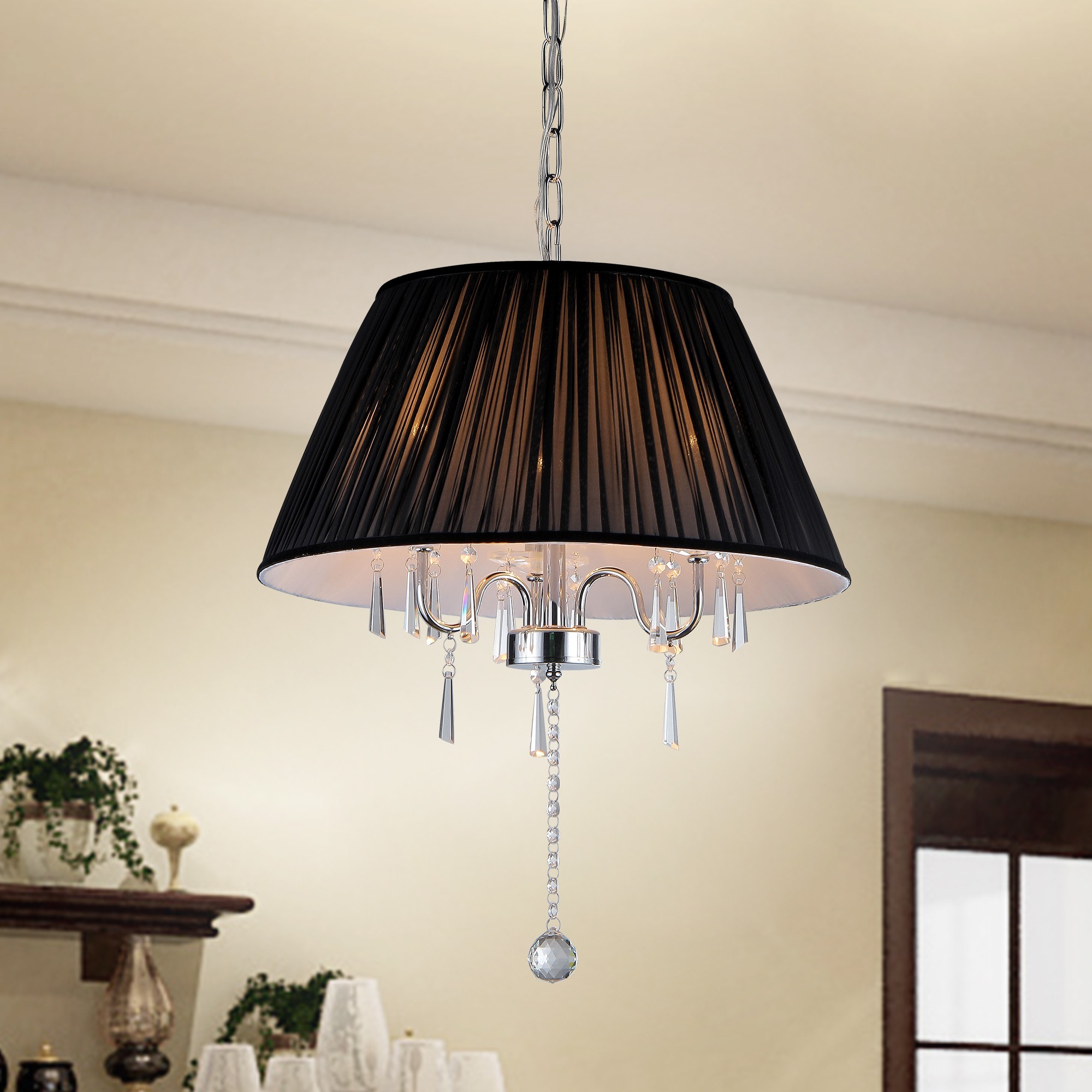 Black Shade Crystal Chandelier - Chandeliers For Bedrooms by Overstock.com